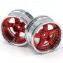 hobbysoul 2pcs RC 1/10 Aluminum Alloy Wheel Rims Hex 12mm Adjustable Offset Red & Silver Color Fit 1:10 RC On Road Drift Touring Car Tires