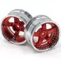 hobbysoul 2pcs RC 1/10 Aluminum Alloy Wheel Rims Hex 12mm Adjustable Offset Red & Silver Color Fit 1:10 RC On Road Drift Touring Car Tires