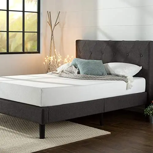 ZINUS Shalini Upholstered Platform Bed Frame / Mattress Foundation / Wood Slat Support / No Box Spring Needed / Easy Assembly, Dark Grey, Queen ZINUS Shalini Upholstered Platform Bed Frame / Mattress Foundation / Wood Slat Support / No Box Spring Needed / Easy Assembly, Dark Grey, Queen
