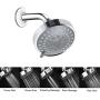 Shower Head High Pressure Rain Fixed Showerhead Rainfall 5-Setting with Adjustable Metal Swivel Ball Joint - Relaxed Shower Experience Even at Low Water Flow & Pressure Aisoso