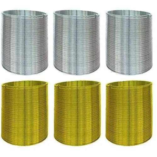 Kicko Metal Coil Spring - Set of 6-2 Inch Spiral Walking Springs in Silver and Gold Color for Class Rewards, Playtime Activity, Pinata Fillers, Toy Collection, Prizes Kicko Metal Coil Spring - Set of 6-2 Inch Spiral Walking Springs in Silver and Gold Color for Class Rewards, Playtime Activity, Pinata Fillers, Toy Collection, Prizes