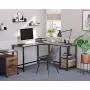 VASAGLE Computer Desk, 54-Inch L-Shaped Corner Desk, Writing Study Workstation with Shelves, Home Office, Industrial Style PC Laptop Table, Space-Saving, Easy to Assemble, Greige and Black ULWD72MB VASAGLE Computer Desk, 54-Inch L-Shaped Corner Desk, Writing Study Workstation with Shelves, Home Office, Industrial Style PC Laptop Table, Space-Saving, Easy to Assemble, Greige and Black ULWD72MB