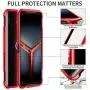 MME ASUS ROG 2 Phone Case Bumper Metal Luminous Rubber Corner Shockproof Full Body Protection with Tempered Glass Screen Protector and Anti-Scratch Carbon Fiber Skin Back (Red) MME ASUS ROG 2 Phone Case Bumper Metal Luminous Rubber Corner Shockproof Full Body Protection with Tempered Glass Screen Protector and Anti-Scratch Carbon Fiber Skin Back (Red)