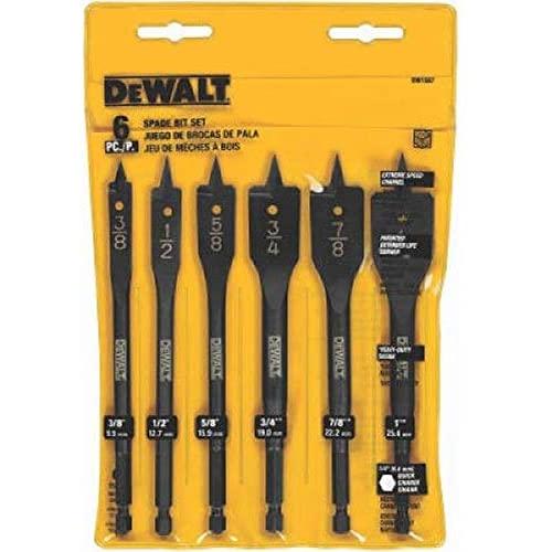DEWALT Drill Bit Set, Spade Bits, Assorted, 3/8-Inch to 1-Inch, 6-Piece (DW1587)