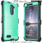 COVRWARE [Iron Tank] case Compatible with ZTE ZMAX PRO/ZTE Carry, with Built-in [Screen Protector] Full-Body Rugged Holster Armor Case [Brushed Metal Texture Design][Belt Clip][Kickstand], Teal