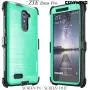 COVRWARE [Iron Tank] case Compatible with ZTE ZMAX PRO/ZTE Carry, with Built-in [Screen Protector] Full-Body Rugged Holster Armor Case [Brushed Metal Texture Design][Belt Clip][Kickstand], Teal