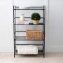 Flipshelf Folding Metal Bookcase-Small Space Solution-No Assembly-Home, Kitchen, Bathroom and Office Black, 4 Shelves, Wide