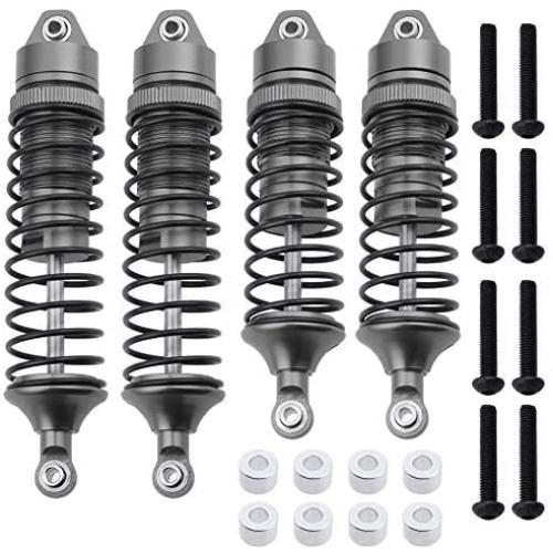 Hobbypark Aluminum Alloy Shock Absorber Assembled Full Metal Big Bore Shocks Front & Rear Replacement of 5862 for Traxxas 1/10 Slash 4x4 4WD Upgrade (4-Pack) (Gray)