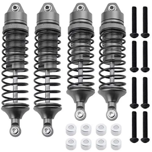 Hobbypark Aluminum Alloy Shock Absorber Assembled Full Metal Big Bore Shocks Front & Rear Replacement of 5862 for Traxxas 1/10 Slash 4x4 4WD Upgrade (4-Pack) (Gray)