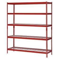 Muscle Rack UR601872WD5-R 5-Shelf Steel Shelving Unit, 60'' Width x 72'' Height x 18'' Length, Red