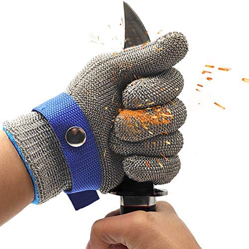 Stainless Steel Mesh Metal Wire Gloves Cut Resistant Level 9 Durable Rustproof Butcher Glove Kitchen Cutting Heavy Protection. (X-LARGE)