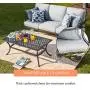 LOKATSE HOME 3 Seat Metal Patio Loveseat Bench Outdoor Furniture Bistro Set with Coffee Table for Lawn Front Porch Garden Yard or Poolside, Grey