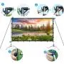 Vamvo Outdoor Indoor Projector Screen with Stand Foldable Portable Movie Screen 100 Inch (16:9) Full-Set Bag for Home Theater Camping and Recreational Events (100inch)