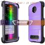 COVRWARE Iron Tank Case for Moto Z3 Play/Moto Z3 with Built-in [Screen Protector] Heavy Duty Full-Body Rugged Holster Armor Case [Brushed Metal Texture Design][Belt Swivel Clip][Kickstand], Purple