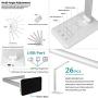 MCHATTE LED Desk Lamp with Wireless Charger, USB Charging Port, Dimmable Eye-Caring Desk Light with 5 Brightness Levels & 5 Lighting Modes, Touch Control, Auto Timer (White)