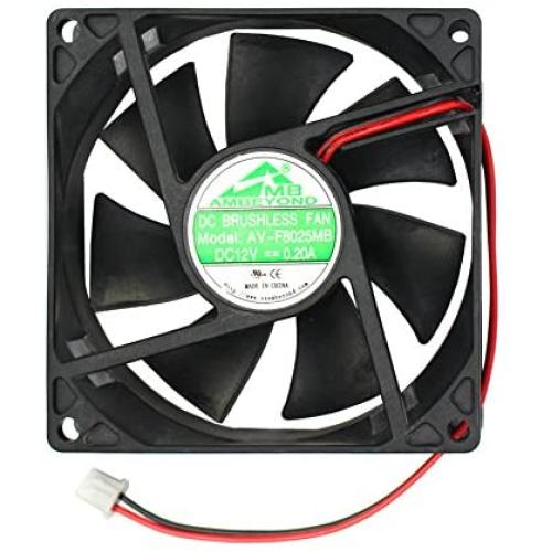 80mm by 80mm by 25mm 8025 12V DC 0.20A Dual Ball Bearing Brushless Cooling Fan 2pin AV-F8025MB UL CE