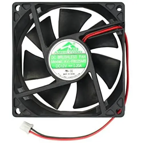 80mm by 80mm by 25mm 8025 12V DC 0.20A Dual Ball Bearing Brushless Cooling Fan 2pin AV-F8025MB UL CE 80mm by 80mm by 25mm 8025 12V DC 0.20A Dual Ball Bearing Brushless Cooling Fan 2pin AV-F8025MB UL CE