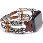 NIGHTCRUZ Compatible with Boho Fancy Apple Watch Band - Multilayer Leather Bracelet Vintage for Apple Watch Series 5/4/3 (2 Straps Brown, 38mm/40mm)