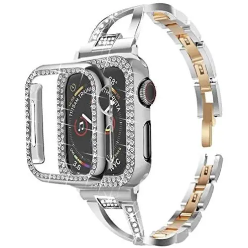 Bekomo Compatible with apple watch Band 38mm 42mm 40mm 44mm,1 pack bling Jewelry women Metal Strap and 2 pack Soft PC Bumper Protective Case Replacement for iWatch Series 5/4/3/2/1. Bekomo Compatible with apple watch Band 38mm 42mm 40mm 44mm,1 pack bling Jewelry women Metal Strap and 2 pack Soft PC Bumper Protective Case Replacement for iWatch Series 5/4/3/2/1.