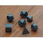 Powder Blue Gun Metal Polyhedral Dice Set | 7 Piece | Professional Edition | Free Display Case | Hand Checked Quality Control