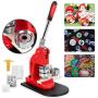 Button Maker Machine 58MM with 500 PCS Button Parts and Circle Cutter Rotate Badge Maker Pins Punch Press Machine for DIY Badges