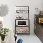 ROVSUN Multiuse 4-Tier Metal Kitchen Bakers Rack , Microwave Storage Rack Oven Stand with Mesh Panel, Storage Organizer Workstation Industrial Style (33.3'' x 15.8'' x 66.93'') ROVSUN Multiuse 4-Tier Metal Kitchen Bakers Rack , Microwave Storage Rack Oven Stand with Mesh Panel, Storage Organizer Workstation Industrial Style (33.3'' x 15.8'' x 66.93'')