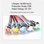 FICBOX 5Pcs 8mm 12V LED Indicator Light Metal Waterproof Signal Lamp Pilot Dash Dashboard Warning Lights for Motorcycle Car Truck Boat