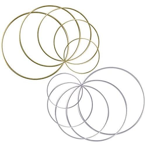 BronaGrand Set of 10 Pieces Assorted Metal Hoops Metal Rings for Dream Catcher and Crafts, 2 Inch, 3 Inch, 4 Inch, 5 Inch, 6 Inch (Gold and Silver)