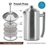 Frieling USA Double-Walled Stainless-Steel French Press Coffee Maker, Brushed, 17 Ounces