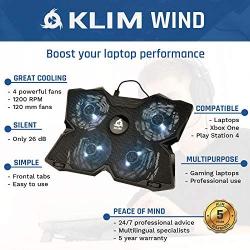 KLIM Wind Laptop Cooling Pad - Support 11 to 19 Inches Laptops, PS4 - [ 4 Fans ] - Light, Quiet Rapid Cooling Action - Ergonomic Ventilated Support - Gamer USB Slim Portable Gaming Stand - White