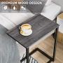 Homemaxs C Table Sofa Side End Table Wood Finish Steel Construction Easy Assembly 26-Inch for Small Space (Gray)