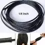 Braided PET Expandable Wire Loom 10Ft - 1/4 Inch, Braided Wire Sleeving Mesh Cable Management with 2 Heat Shrinkable Tubes, Braided Cable Sleeve for Home Office Cord Protector - Black Braided PET Expandable Wire Loom 10Ft - 1/4 Inch, Braided Wire Sleeving Mesh Cable Management with 2 Heat Shrinkable Tubes, Braided Cable Sleeve for Home Office Cord Protector - Black