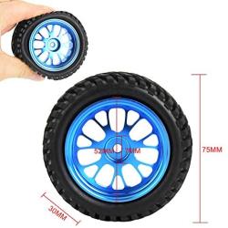 Drfeify RC Truck Wheel Tire, Blue Metal RC Tires Wheel Tyres Upgrade Parts for WL 1/18 A959 A979 A969 RC Crawler Car