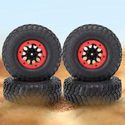 Drfeify Inflatable RC Tire, 4PCS Plastic / Metal 1.9inch 100mm Tire Upgrade Spare Parts Accessory Fit for SCX10 TRX4 D90 90046 Four-Wheel-Drive 1/10 RC Car