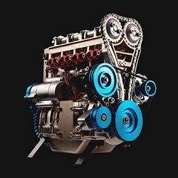 Yamix Full Metal Engine Model Desk Engine, Unassembled 4 Cylinder Inline Car Engine Model Building Kit Mini DIY Engine Model Toy for Adults