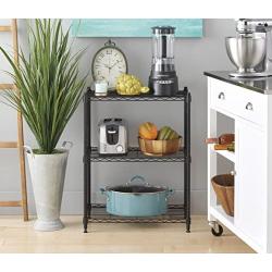 Whitmor Adjustable 3 Tier Shelving with Leveling Feet - Black