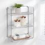 mDesign Tall Metal Wire Farmhouse Wall Decor Storage Organizer Shelf with 3 Levels for Bathroom, Entryway, Hallway, Mudroom, Bedroom, Laundry Room - Wall Mount - Chrome