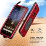 Pixel 3a Case,Google Pixel 3a Metal Case with Gorilla Glass Screen Protector Armor Tank Military Aluminum Alloy Bumper Hybrid Soft Rubber Military Shockproof Hard Defender Metal Cover,Red