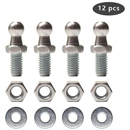 Beneges 4 Pieces 10mm Ball Studs With Hardware Nuts Washers 5/16-18 Thread x 3/5'' Long Shank For Universal Gas Lift Support Strut