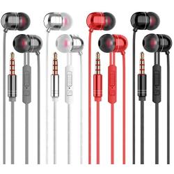 in Ear Headphones Wired Headphone Metal Stereo Heave Bass Earphones with Micphone Mic with Volume Control (Black+Silvery+Gray+red 4 Pairs)