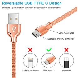 USB Type C Cable,Fantany Durable Metal USB A to C Charging Cable&Sync Compatible with Galaxy S10,S9,S9+,S8,S8+,Note 8,9,LG V40,50 G7,8, Pixel 2,3,HTC 10,Nexus 5X/6P, 3.3Feet,1Pack (Rose, 3.3ft)