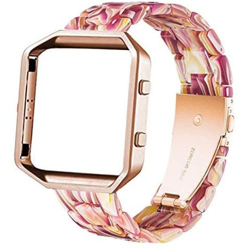 Ayeger Resin Band Compatible with Fitbit Blaze,Women Men Metal Frame Housing+ Resin Accessory Band Wristband Strap Blacelet for Fitbit Blaze Smart Watch Fitness(Red)