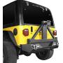 Hooke Road Wrangler TJ Rear Bumper with Tire Carrier + Front Bumpers Combo Compatible with Jeep Wrangler TJ 1997-2006