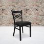 Flash Furniture 4 Pack HERCULES Series Black X Back Metal Restaurant Chair - Black Vinyl Seat