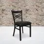 Flash Furniture 4 Pack HERCULES Series Black X Back Metal Restaurant Chair - Black Vinyl Seat