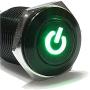 ESUPPORT 16mm 12V 3A Car Green LED Light Power Metal Push Button Toggle Switch Socket Plug Latching Black Shell