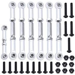 Hobbypark Adjustable Aluminum Turnbuckles / Camber Link with Rod Ends Sets for Traxxas Slash 4X4 / 2WD 1/10 Upgrade Parts,7 Pieces (Sliver)