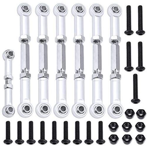 Hobbypark Adjustable Aluminum Turnbuckles / Camber Link with Rod Ends Sets for Traxxas Slash 4X4 / 2WD 1/10 Upgrade Parts,7 Pieces (Sliver)
