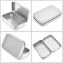 Aybloom Metal Rectangular Empty Hinged Tins - 30 Pack Silver Mini Portable Box Containers Small Storage Kit & Home Organizer