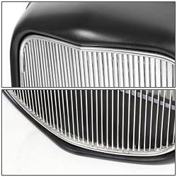 Replacement for Ford Model B/BB / 18 Polished Stainless Steel Front Grille Shell + Insert (Black/Metallic)